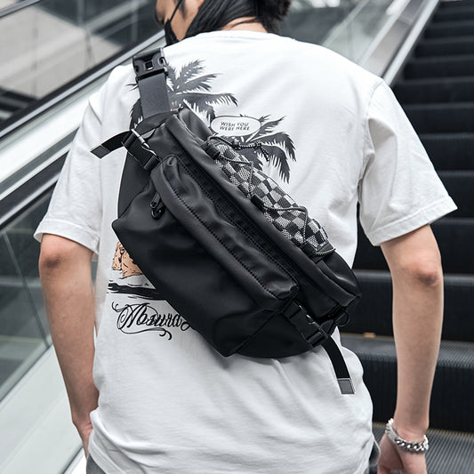 HK Men's Waterproof Crossbody Bag Fashion Oxford Shoulder Sling Bag  Multifunction Short Travel Messenger Chest Pack For Male